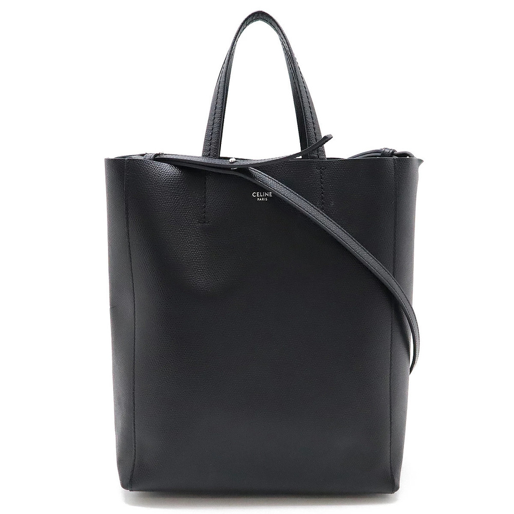 Celine Vertical Cabas Tote Bag Handbag Shoulder Leather Black